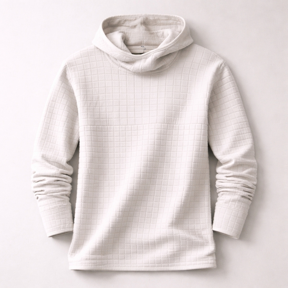 Lululemon Lab Cream Textured Grid Fleece Hoodie Pullover M - Picture 3 of 11